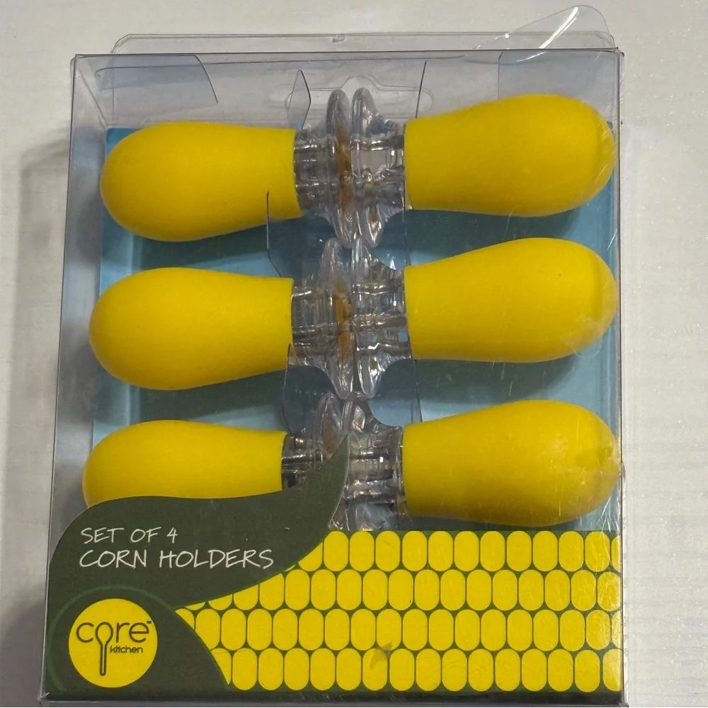Core Kitchen Set of 4 Corn 🌽 Holders – Rubber Grip Handles, Dishwasher Safe